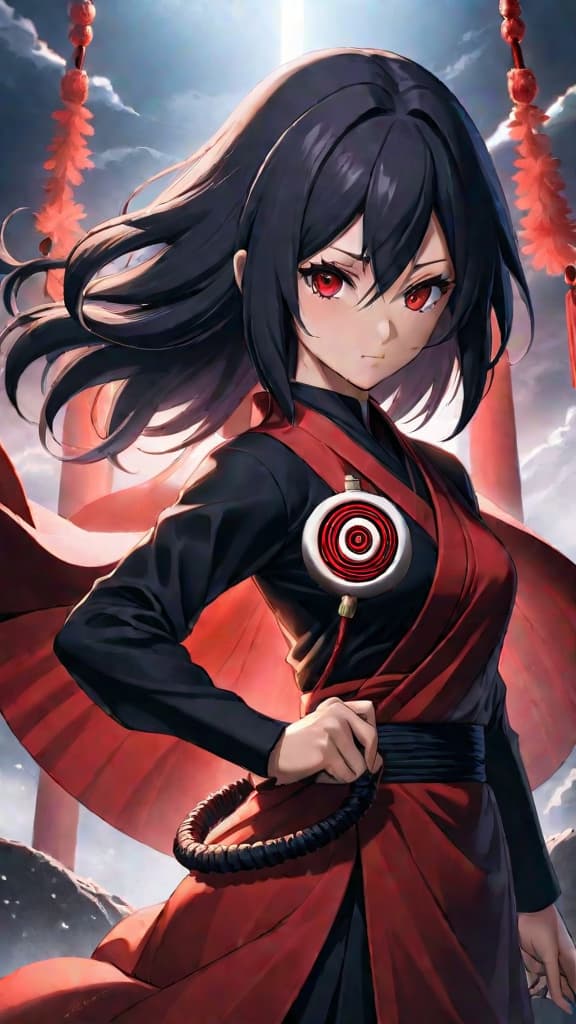  an anime art of an ancient uchiha ancestor unlocking a forbidden power of the sharingan. hyperrealistic, full body, detailed clothing, highly detailed, cinematic lighting, stunningly beautiful, intricate, sharp focus, f/1. 8, 85mm, (centered image composition), (professionally color graded), ((bright soft diffused light)), volumetric fog, trending on instagram, trending on tumblr, HDR 4K, 8K