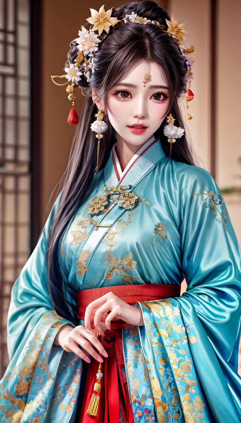  best quality, masterpiece, high rise, 1 girl, powder blusher, star pupil, red chinese hanfu, hanfu, chinese clothes, hair ornaments, necklaces, jewelry, beautiful faces, tindel effect, photo realism, dark studio, edge lighting, two tone lighting, soft lighting, high quality, volume lighting, honesty, photos, high resolution hyperrealistic, full body, detailed clothing, highly detailed, cinematic lighting, stunningly beautiful, intricate, sharp focus, f/1. 8, 85mm, (centered image composition), (professionally color graded), ((bright soft diffused light)), volumetric fog, trending on instagram, trending on tumblr, HDR 4K, 8K