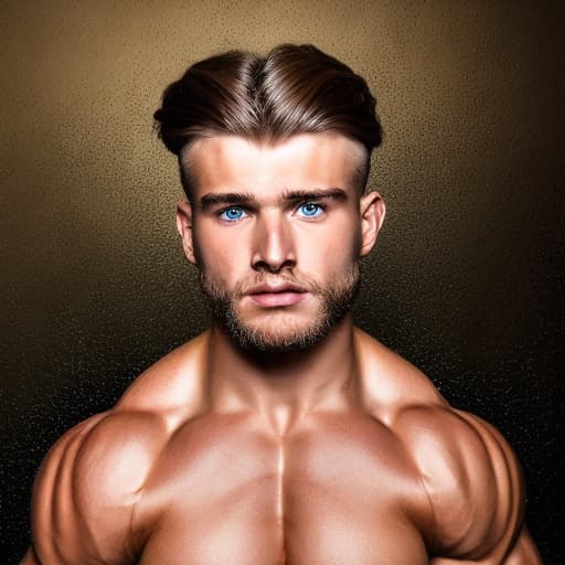 portrait+ style Russian queer pro bodybuilder blonde hunk dude face