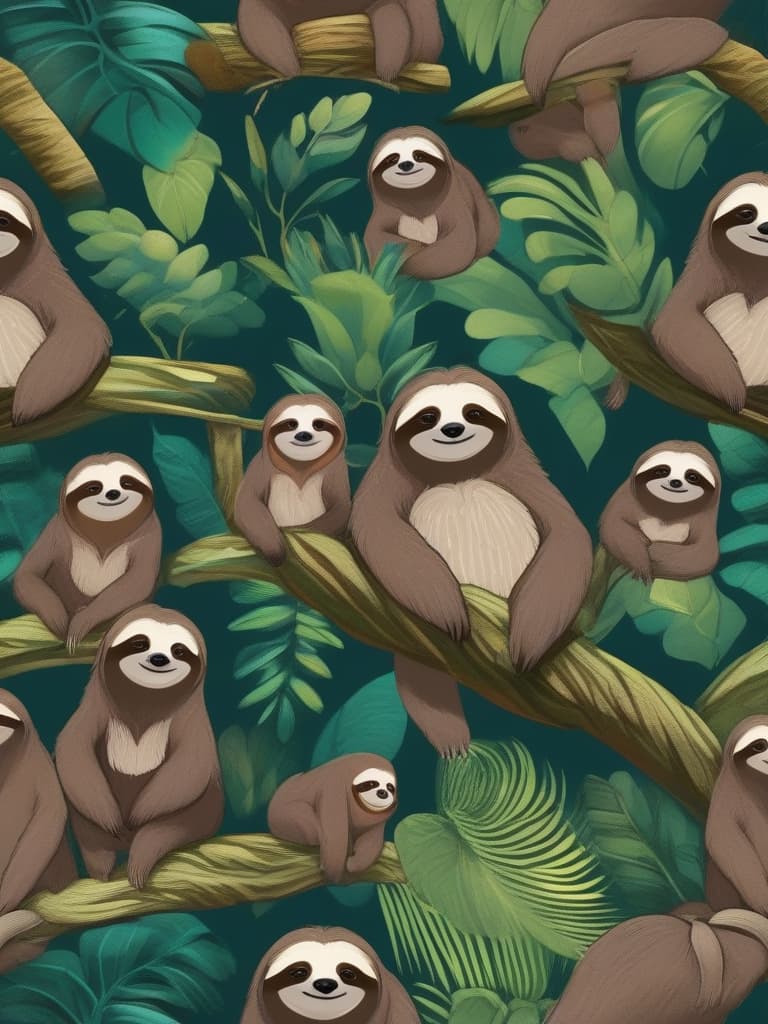  masterpiece,lots of sloths,happy,green world,no people,beautiful world,high quality,16k