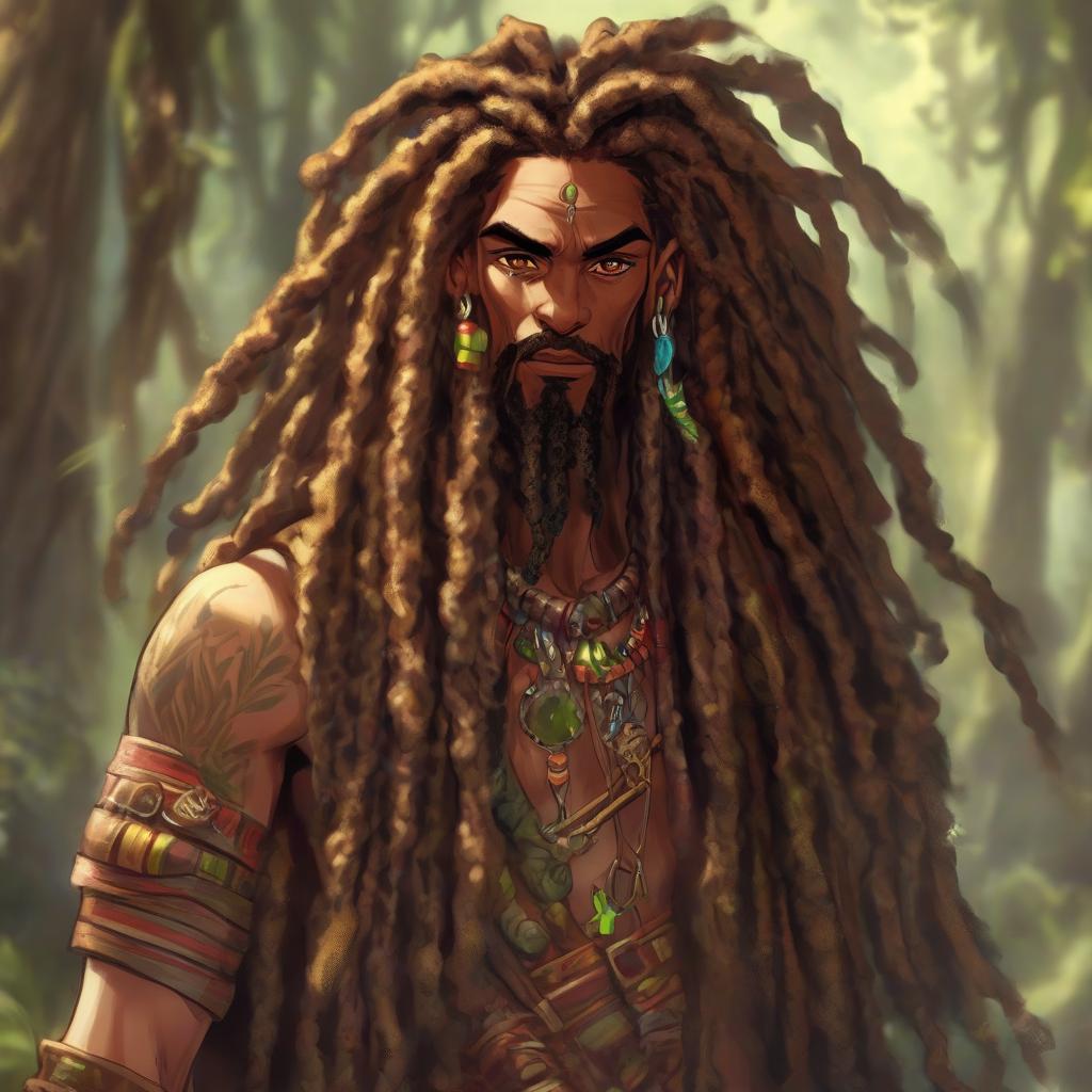  druid with dreadlocks, rastaman, d&d