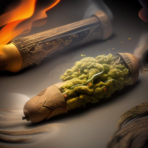  a fat weed blunt, smoldering on one side, trail of smoke., (intricate details:0.9), (hdr, hyperdetailed:1.2)