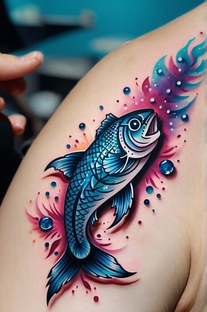  pisces, (tattoo:1.15), hq, hightly detailed, 4k