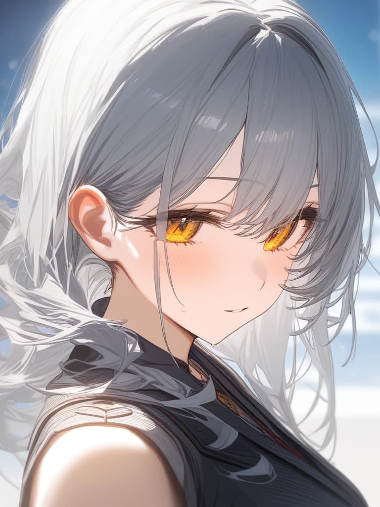  gray hair, yellow eyes, masterpiece, best quality,8k,ultra detailed,high resolution,an extremely delicate and beautiful,hyper detail