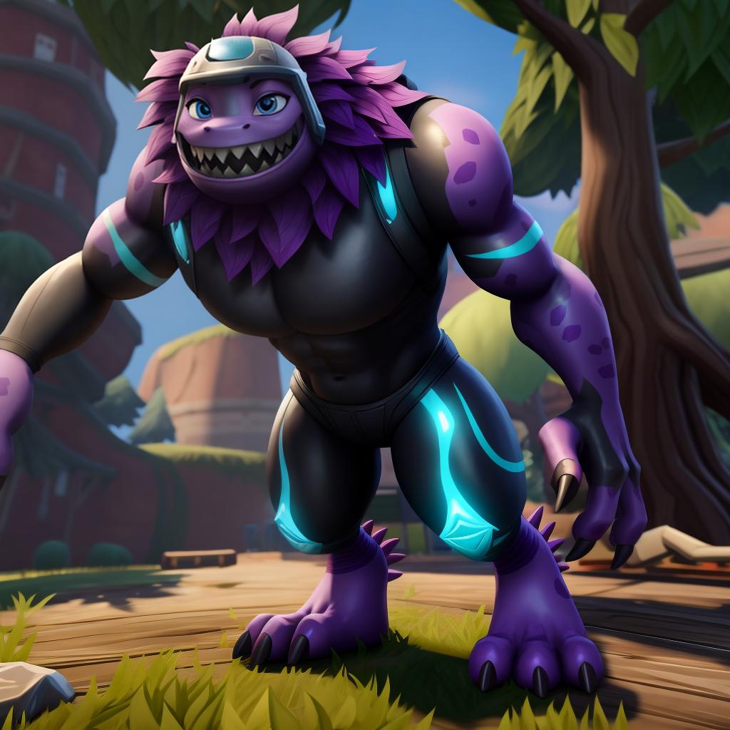  Scary shiny black monster (monsters inc, Fortnite), full body, open eyes, masterpiece, 4k, fine details,