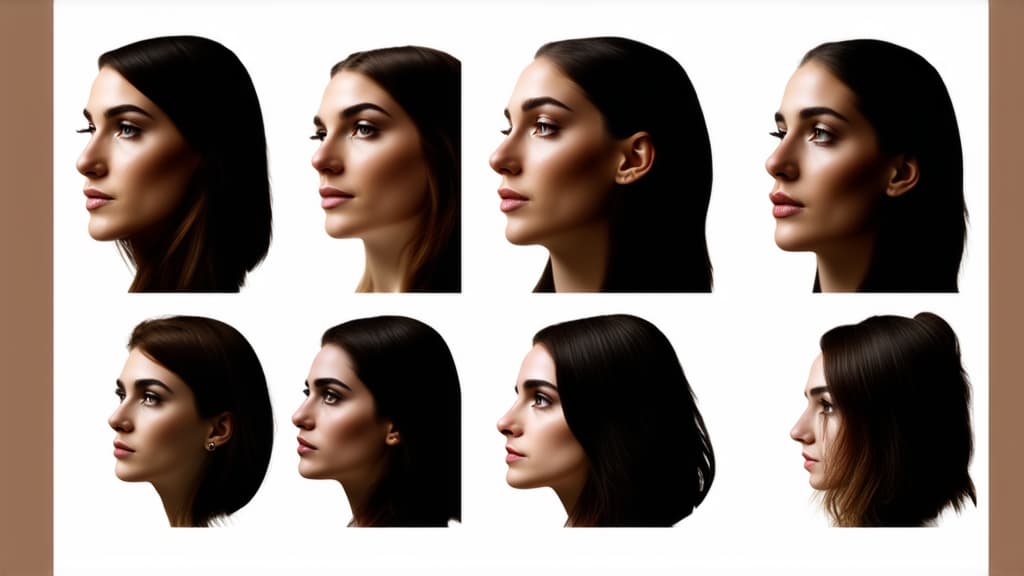  different beauty. set of different female heads of different ages on a light background. ar 16:9, (natural skin texture), highly detailed face, depth of field, hyperrealism, soft light, muted colors