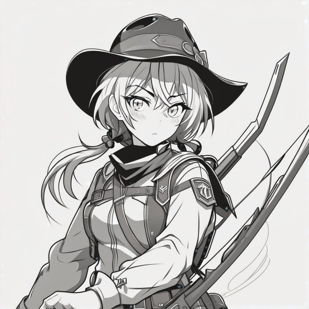  line art drawing ranger girl, same nightmare. anime style . professional, sleek, modern, minimalist, graphic, line art, vector graphics