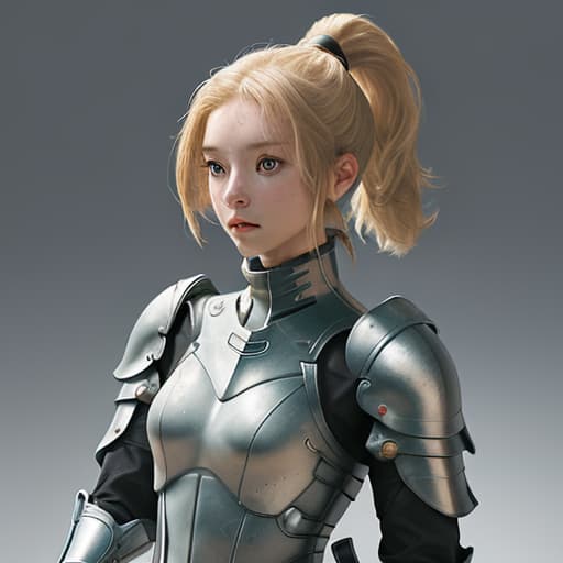  girl, humanity, putting on biological armor, shell, fully enclosed helmet, (solo: 1.5), dynamic, best quality, masterpiece, ponytail.