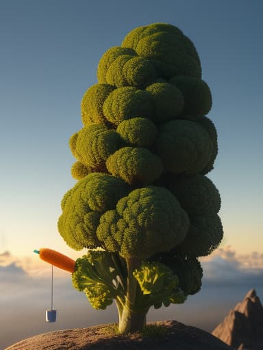 humanoid broccoli smoking a carrot , High quality, High resolution, highly detailed, cinematic lighting, intricate, sharp focus, (centered image composition), (professionally color graded), ((bright soft diffused light)), volumetric fog, trending on instagram, HDR 4K, 8K