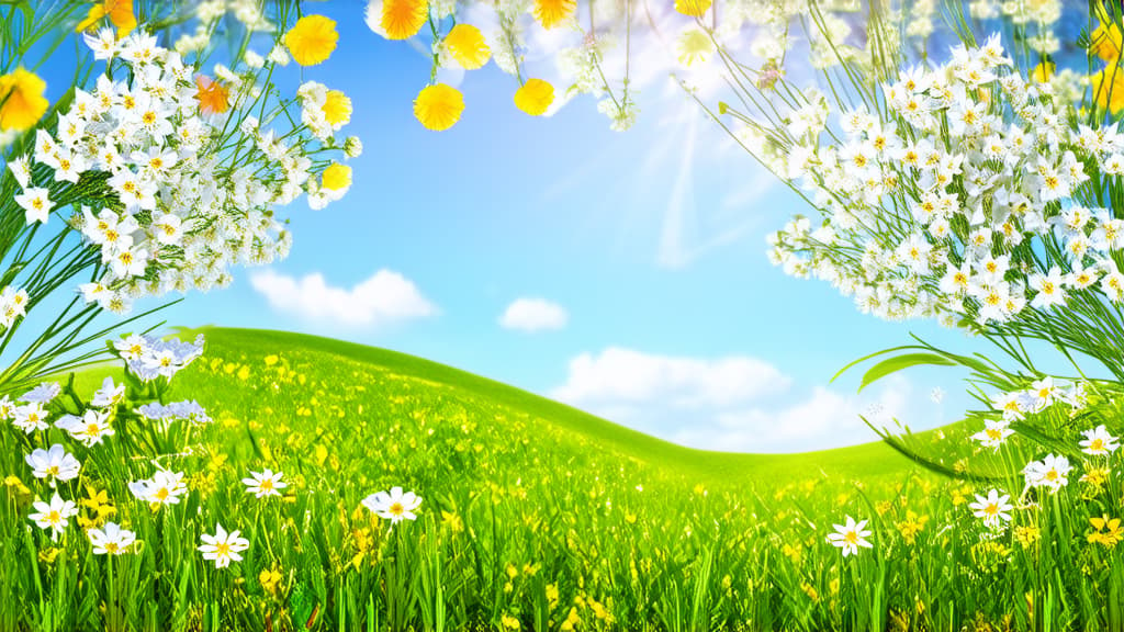  beautiful light background for a greeting card with delicate spring flowers ar 16:9 {prompt}, maximum details