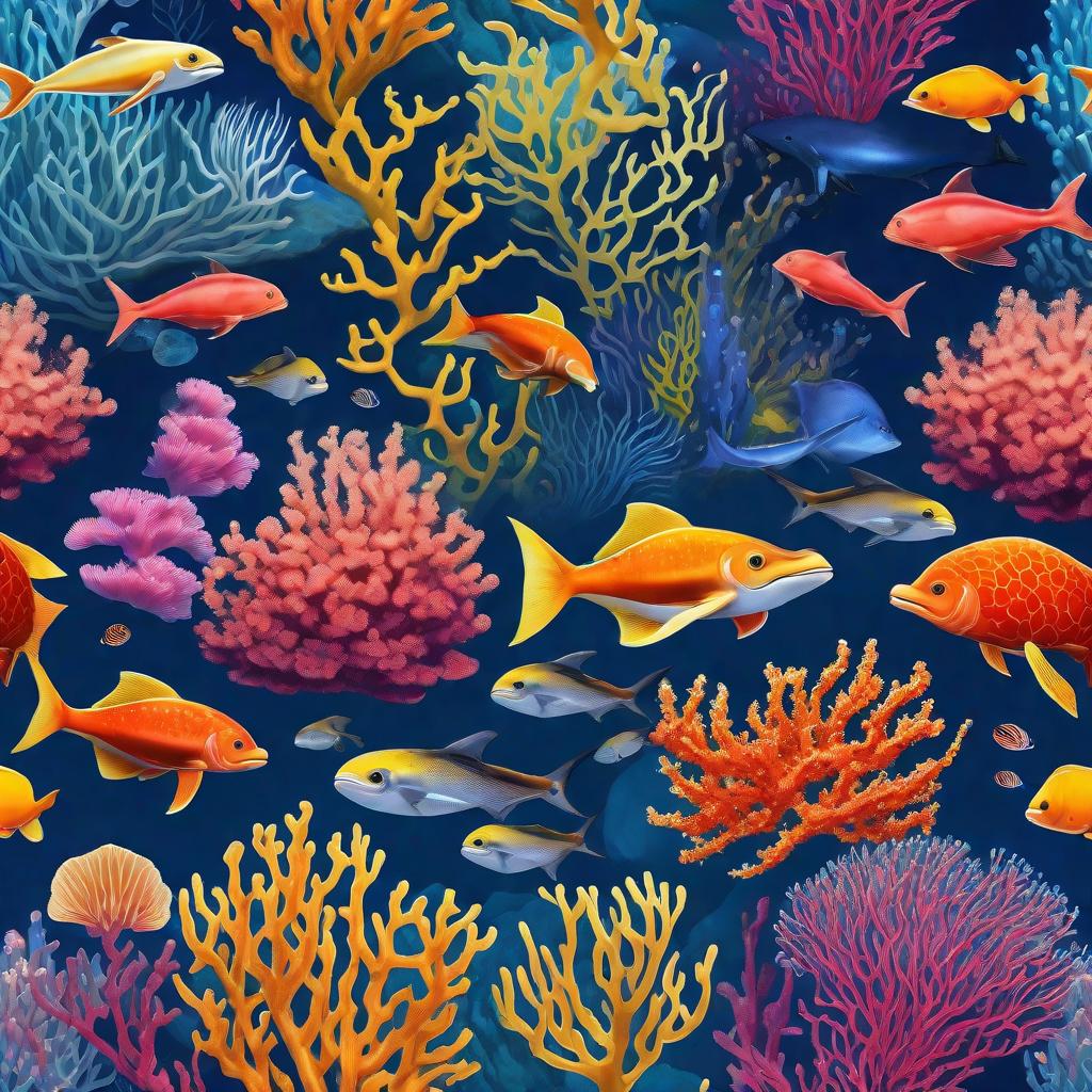  masterpiece, best quality, Most Beautiful in deep sea teeming with vibrant corals, diverse marine life, and enchanting underwater landscapes, full of corals, acrophore, small fishes, anemones, dolphin, various algaes, caves, colorful,all captured in stunning 8k resolution with intricate details.