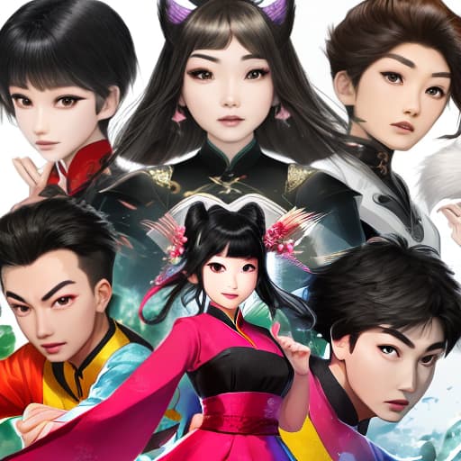  5 different super asians appear at the same time to be very fierce appearance,