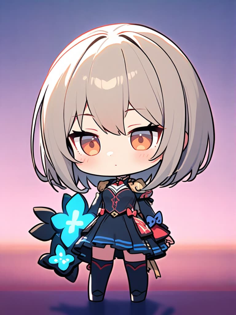  masterpiece, {chibi chara: 2.0} {{holding nemophila flower: 2.0}} (girl) {milky beige hair color: 2.0} de: 2.0} (in cute dress: 1.5) {3d} high quality, 8k, super analysis (chibi character: 2.0)