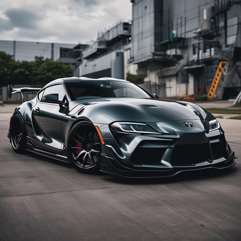  toyota supra with body kit and 9 twin turbos, cyberpunk style