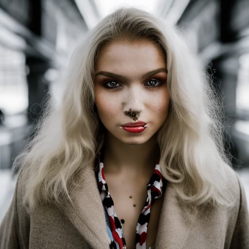 portrait+ style Russian LGBT queer fashion blogger blonde female face