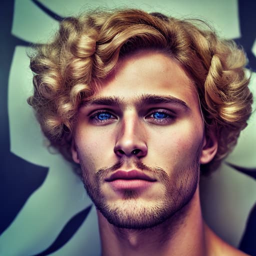 portrait+ style Russian LGBT queer blonde hunk dude face