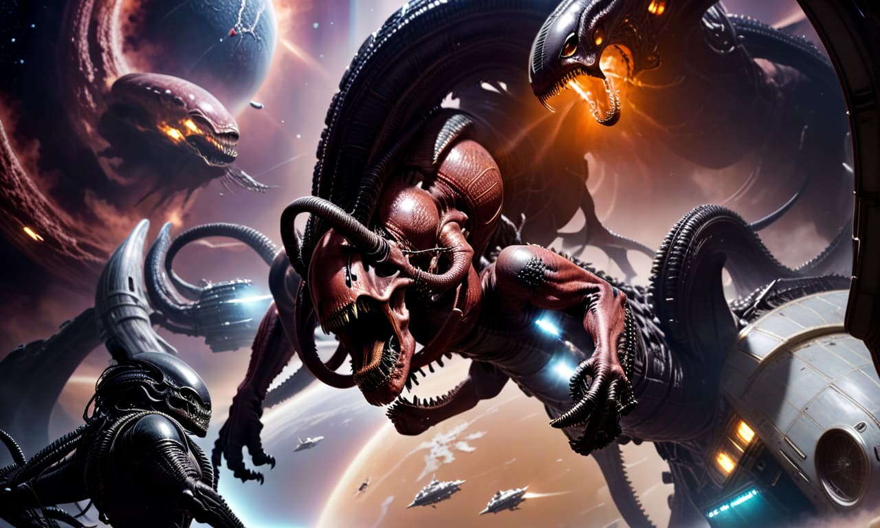  species, xenomorph, jaw, monster, space, realism, universe, civitai