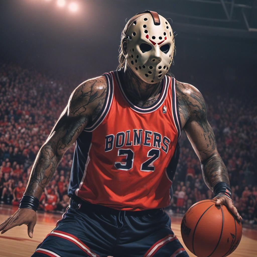  jason vorhees playing basketball , profile image style