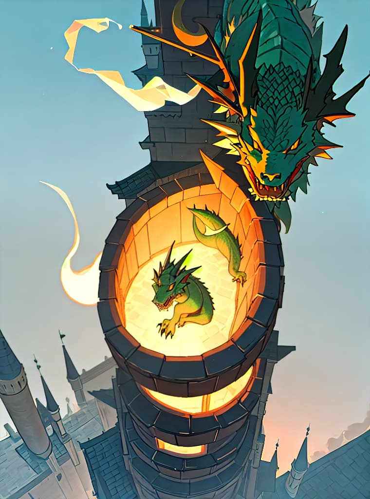  ghost dragon hunting a top a castle tower