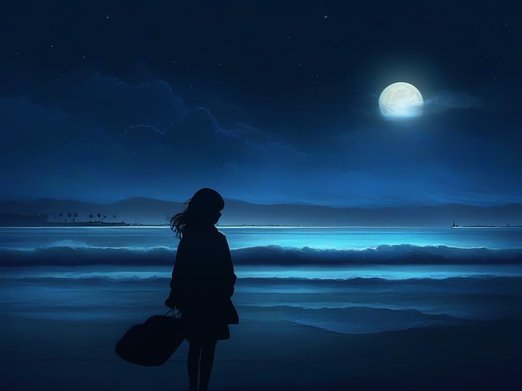  midnight, beach, dark, alone, girl