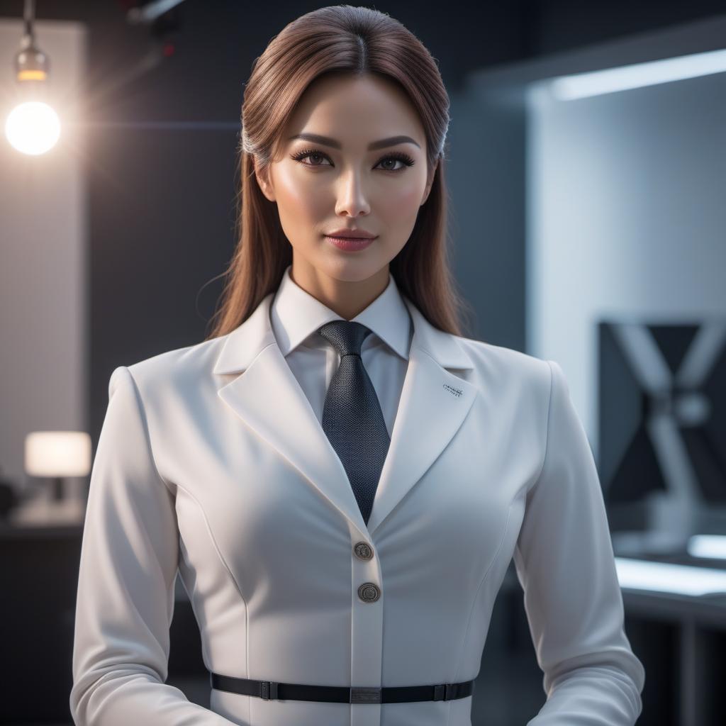  A polite and friendly AI assistant expressing an apology and stating that it cannot assist with a particular request. The assistant appears in a warm and welcoming environment, with a professional and respectful demeanor. hyperrealistic, full body, detailed clothing, highly detailed, cinematic lighting, stunningly beautiful, intricate, sharp focus, f/1. 8, 85mm, (centered image composition), (professionally color graded), ((bright soft diffused light)), volumetric fog, trending on instagram, trending on tumblr, HDR 4K, 8K