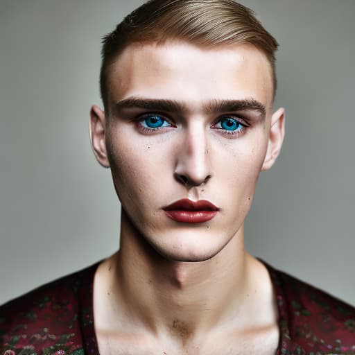 portrait+ style Russian LGBT queer fashion model blonde hunk dude face