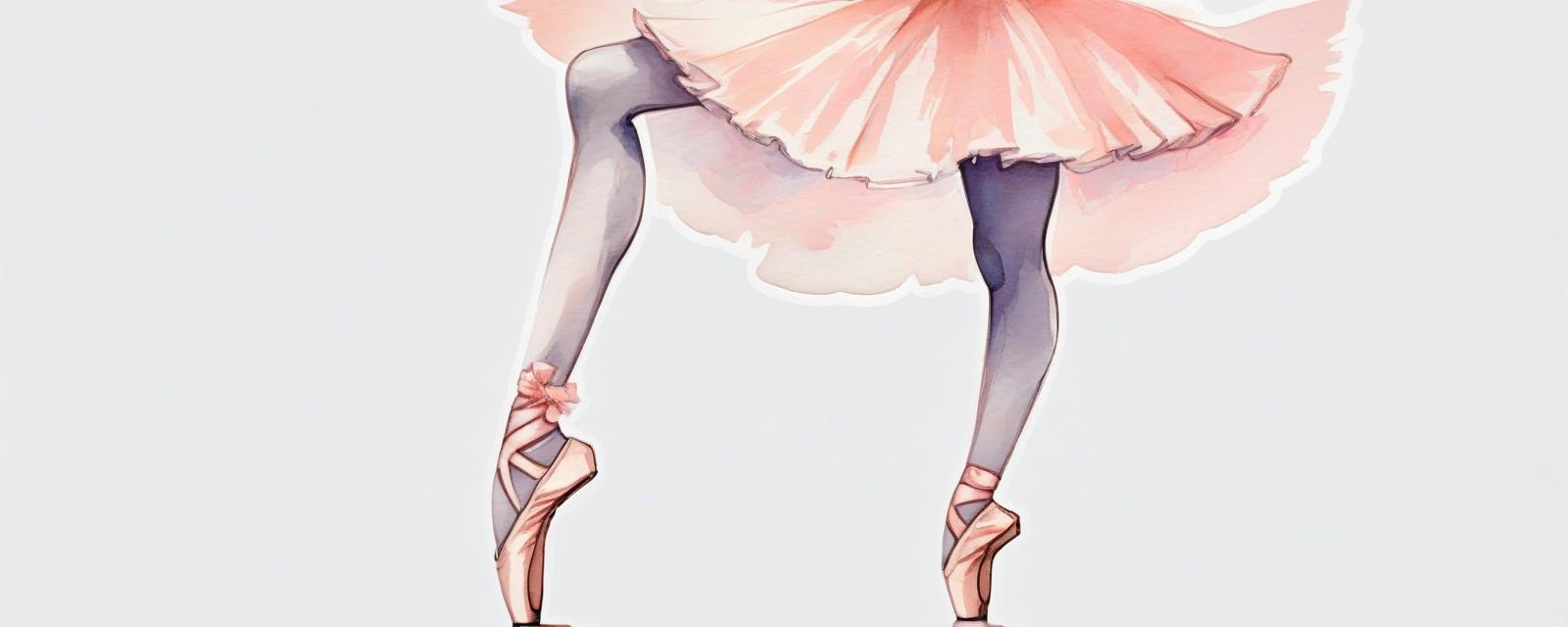  sketch watercolor ballerina on stage stands on one leg, sticker