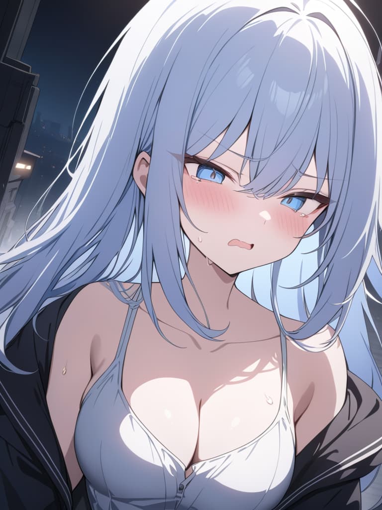  light blue hair, light blue eye, bob hair, darkness, hatred, angry crying, night, world end, masterpiece, best quality,8k,ultra detailed,high resolution,an extremely delicate and beautiful,hyper detail