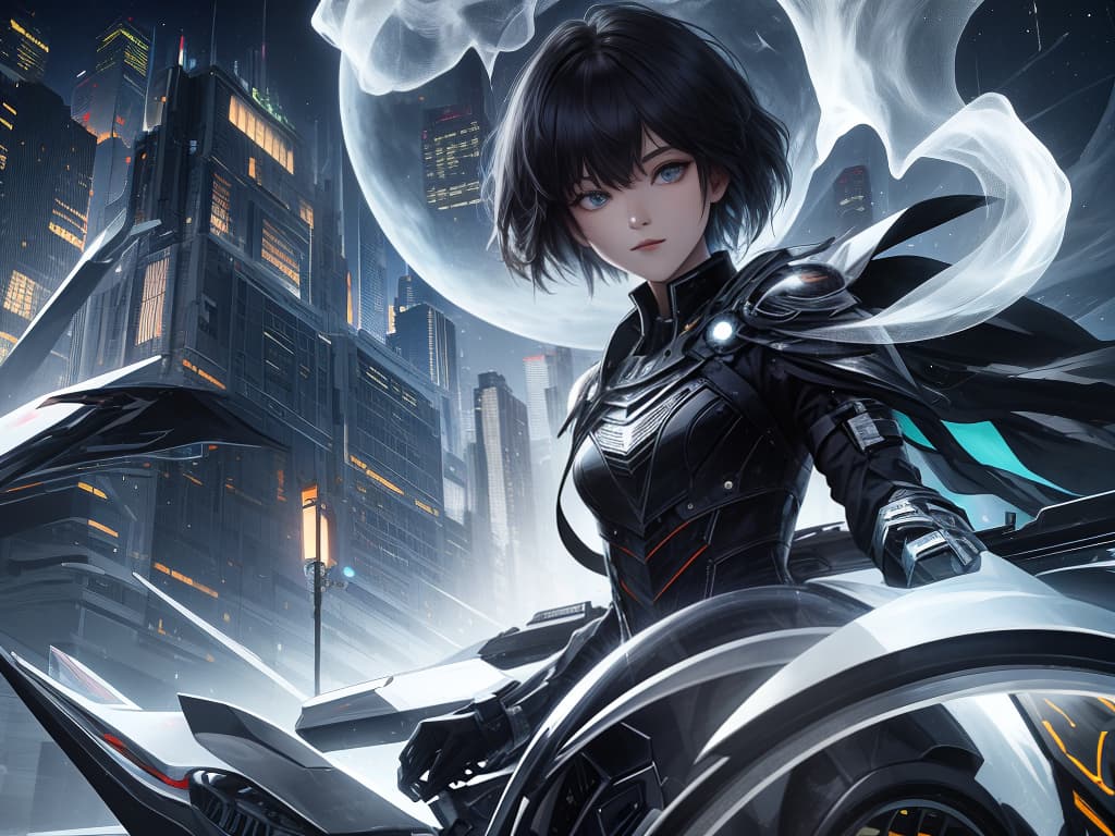  night city, short hair, appeal, cool , masterpiece, best quality,8k,ultra detailed,high resolution,an extremely delicate and beautiful,hyper detail