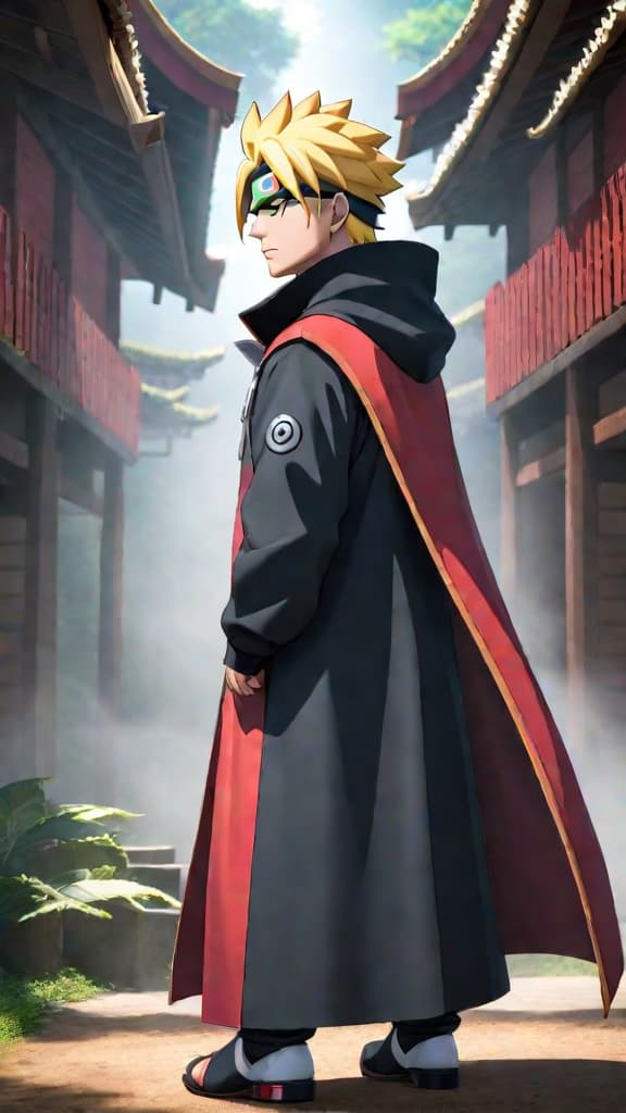  anime art boruto from boruto: naruto next generations with jiraiya from naruto placing a hand on his shoulder, wisdom hyperrealistic, full body, detailed clothing, highly detailed, cinematic lighting, stunningly beautiful, intricate, sharp focus, f/1. 8, 85mm, (centered image composition), (professionally color graded), ((bright soft diffused light)), volumetric fog, trending on instagram, trending on tumblr, HDR 4K, 8K