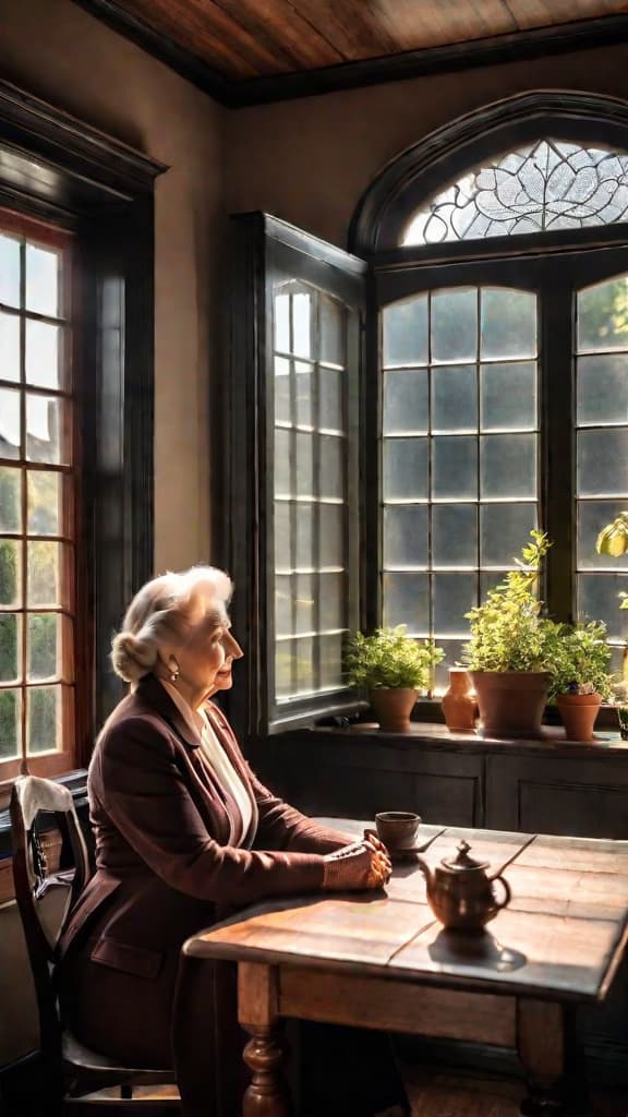  heartbroken son discovers lifeless elderly mother in a dimly lit, cozy english village home, morning light through window. hyperrealistic, full body, detailed clothing, highly detailed, cinematic lighting, stunningly beautiful, intricate, sharp focus, f/1. 8, 85mm, (centered image composition), (professionally color graded), ((bright soft diffused light)), volumetric fog, trending on instagram, trending on tumblr, HDR 4K, 8K