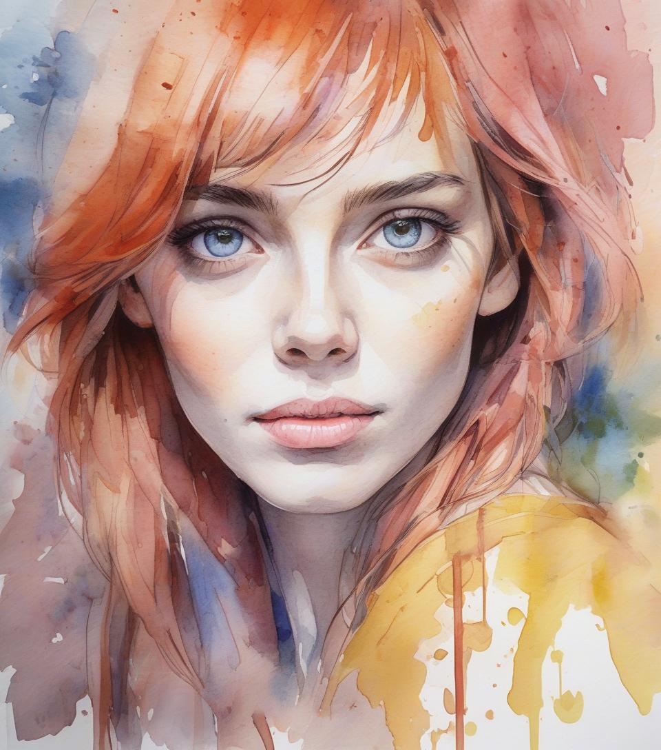  watercolor painting portrait drawing style . vibrant, beautiful, painterly, detailed, textural, artistic