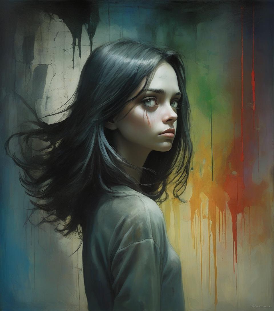  art by, alexander jansson, alex maleev, chiaroscuro, volumetric parabola (breaking the fourth wall), multiple colors ultra quality, masterpiece, ultra detailed, realistic, half body length, 64k, a beautiful girl