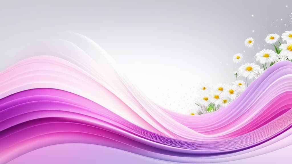  Abstract flowing waves with beautiful flowers on white background with bokeh ar 16:9 ar 16:9 high quality, detailed intricate insanely detailed, flattering light, RAW photo, photography, photorealistic, ultra detailed, depth of field, 8k resolution , detailed background, f1.4, sharpened focus