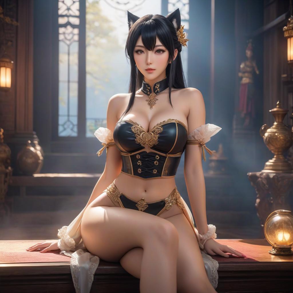  sweet dreams, anime girl, ke qing, sexual body, perfect body, in sexual outfit, genshin impact character, 8k quality, she sit on my legs, she very want to fun with me, see down on me,full body hyperrealistic, full body, detailed clothing, highly detailed, cinematic lighting, stunningly beautiful, intricate, sharp focus, f/1. 8, 85mm, (centered image composition), (professionally color graded), ((bright soft diffused light)), volumetric fog, trending on instagram, trending on tumblr, HDR 4K, 8K