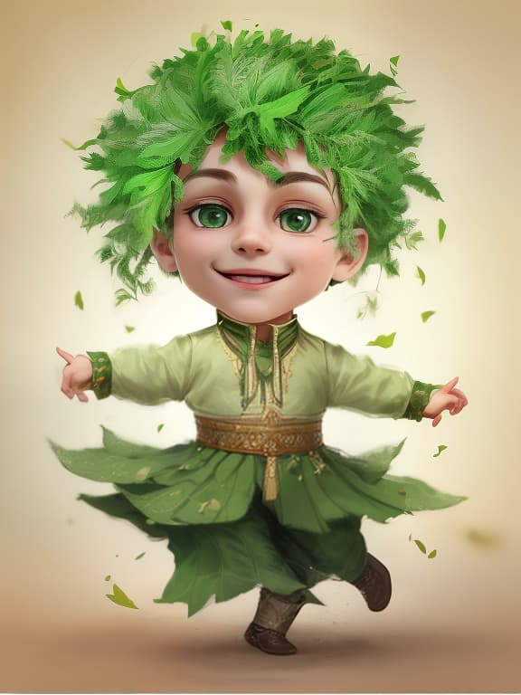  a boy with a good smile, green eyes, in buffaloes, with leaves from a tree instead of a hairstyle on his head dances a full length russian folk dance and looks straight, photorealistic, hyperrealistic, hyperdetailed, analog style, demure, detailed skin, pores, smirk, smiling eyes, matte skin, soft lighting, subsurface scattering, realistic, heavy shadow, masterpiece, best quality, ultra realistic, 8k, golden ratio, intricate, high detail, film photography, soft focus