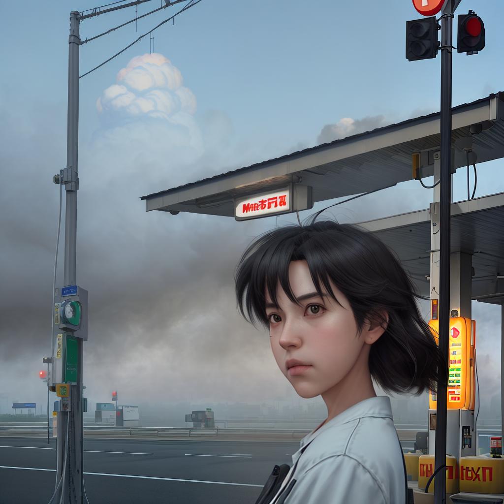  masterpiece, best quality,a highly detailed matte painting of a single gas station with a sign in the fog by studio ghibli, makoto shinkai, by artgerm, by wlop, by greg rutkowski, volumetric lighting, octane render, 4 k resolution, trending on artstation, masterpiece,