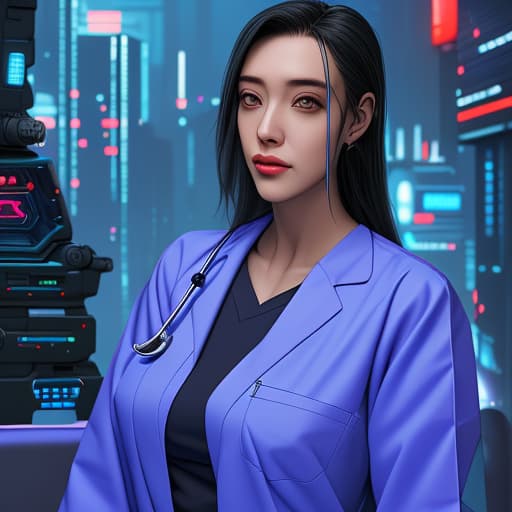  Cyberpunk medical doctor wearing scrubs