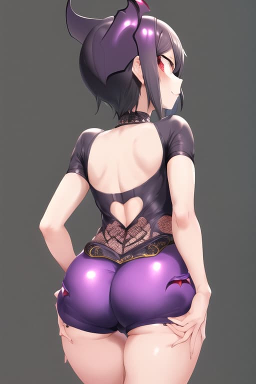  cute,short hair,tight shorts,back view,round rear,(kyoka:1.3), (masterpiece), (highest quality), (intricate), (high detail),(vampire:1.2), dark hair, masterpiece, best quality, high quality, solo