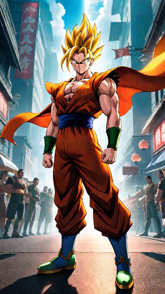  anime art: gohan as great saiyaman, emerging in satan city with flamboyant pose and sense of justice. hyperrealistic, full body, detailed clothing, highly detailed, cinematic lighting, stunningly beautiful, intricate, sharp focus, f/1. 8, 85mm, (centered image composition), (professionally color graded), ((bright soft diffused light)), volumetric fog, trending on instagram, trending on tumblr, HDR 4K, 8K