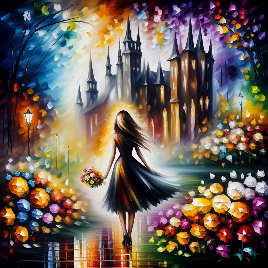  (style of leonid afremov:1.5), fantasy world with pixies and flowers, magic houseepic realism, anime features, dark fantasy, abstract horror, desaturated color palette, gothic and renaissance aesthetic,