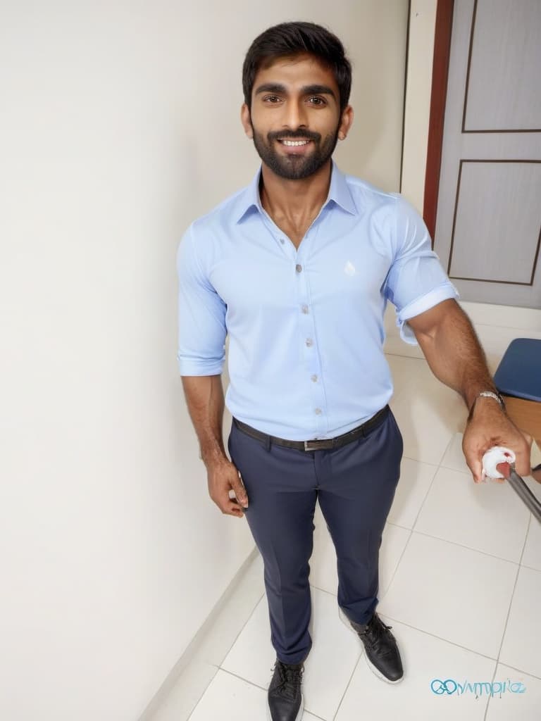  a handsome muscular indian man with stubble beard competing at the olympics