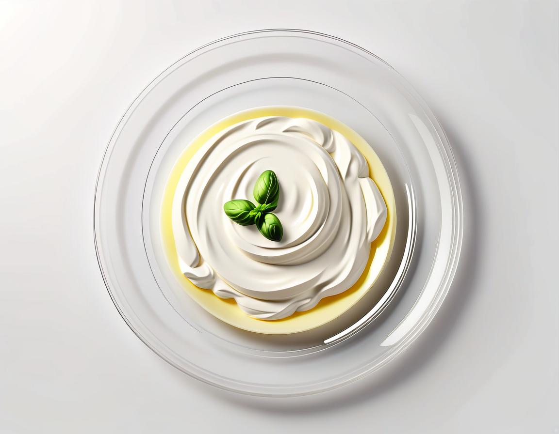  create a transparent plate with sour cream on a white background