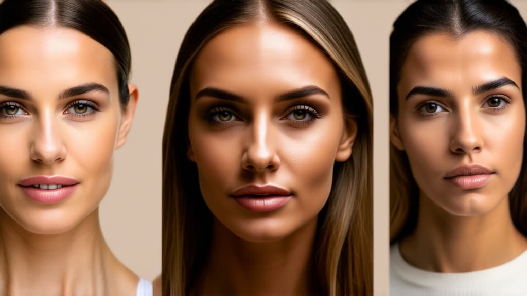  different beauty. set of different female heads on light background. different races and nationalities. ar 16:9, (natural skin texture), highly detailed face, depth of field, hyperrealism, soft light, muted colors