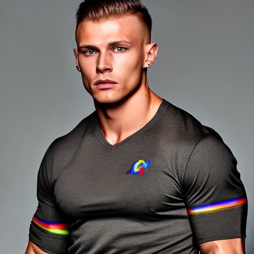 portrait+ style Russian LGBT queer fitness model blonde hunk dude face