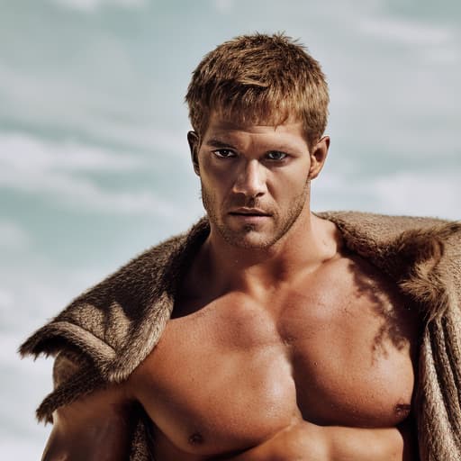 portrait+ style Spartacus actor blonde hunk dude face