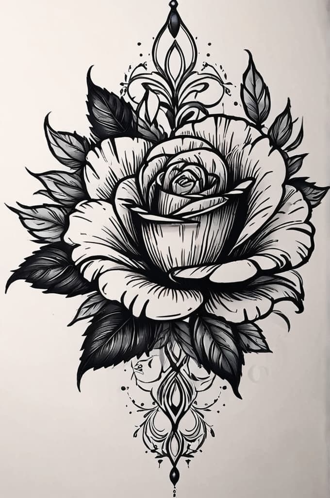  healing rose , (tattoo sketch:1.25), drawing