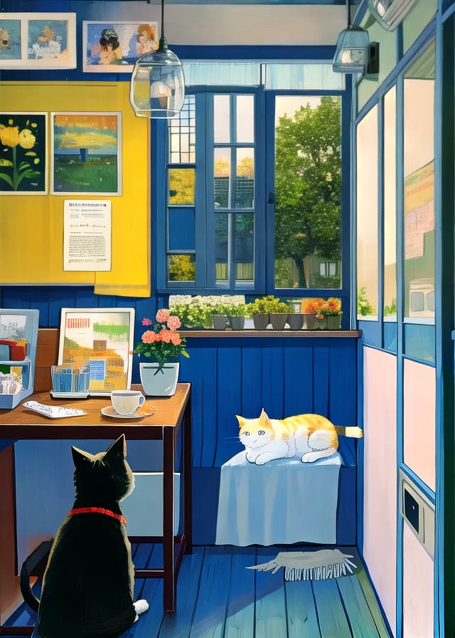 the cat, a van gogh painting
