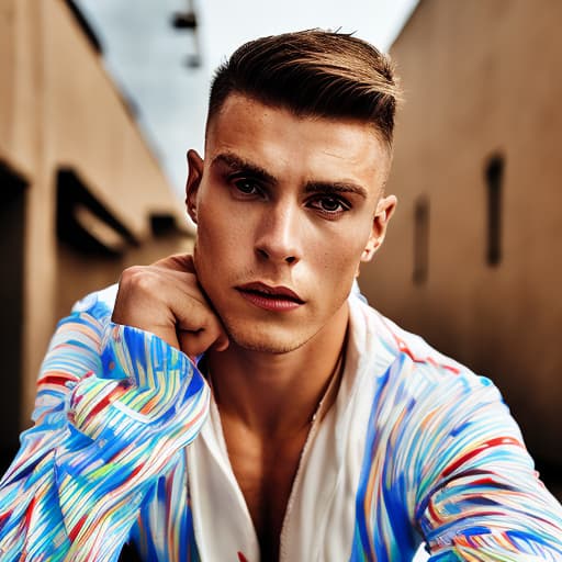 portrait+ style Russian LGBT queer gymnast hunk dude face