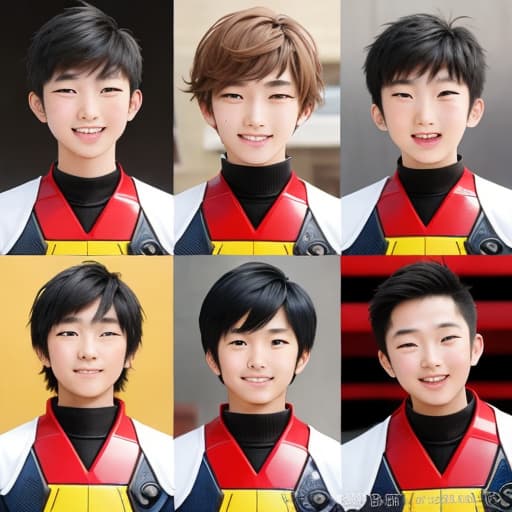  Junior high school students play multiple fun smiling boys robot